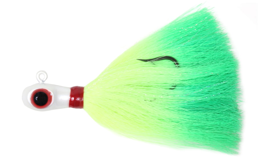 Sea Striker Bugeye Jig 1 1/2 oz, White Head/Chartreuse/Green Tail, Mylar, SSCJ15-WCG