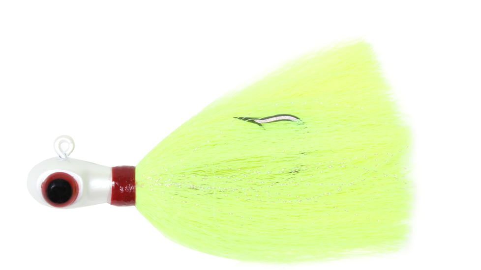 Sea Striker Bugeye Jig, 2 oz, White Head/Chartreuse Tail Mylar, SSCJ2-WC