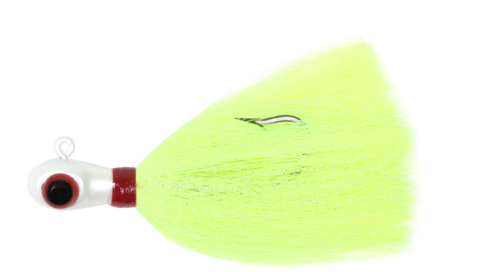 Sea Striker Bugeye Jig, 4 oz, White Head/Chartreuse Tail Mylar, SSCJ4-WC