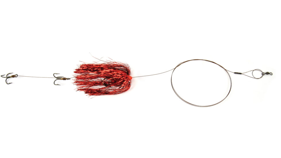 Sea Striker Carolina Live Bait King Rig Coated Wire, 2/0 Nose Hook, 2-4X #4 Trebles Red Duster, DLBR-RED