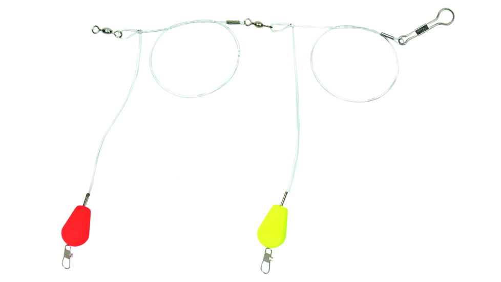 Sea Striker Double Drop Bluefish Rig, 3/4" Red/Yellow Teardrop Floats, 40Lb Mono, #3 Snaps, No Hooks, 25/Ring, 2BRP