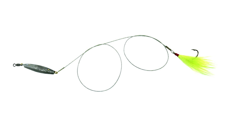 Sea Striker Flounder/Fluke Rig, No Float, Chartreuse Tail Hook 30 Lb Coated Wire, F3B-CH