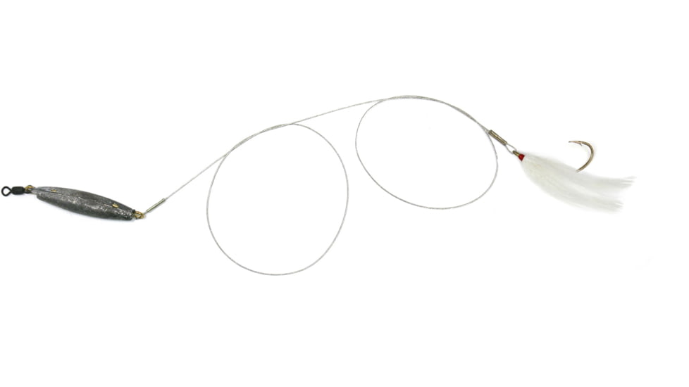 Sea Striker Flounder/Fluke Rig No Float, White Tail Hook, 30 Lb Coated Wire, F3B
