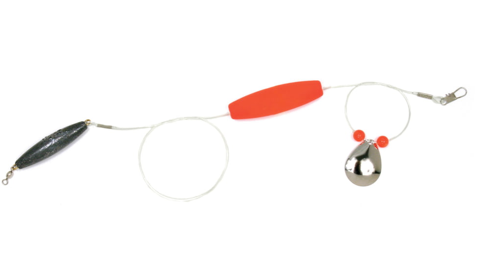 Sea Striker Flounder Rig 25" 40lb Mono, #4 Nickel Blade, 2 1/2" Red Cork, 1-1/2oz Cigar Weight, 12/Ring, FR-RED-112