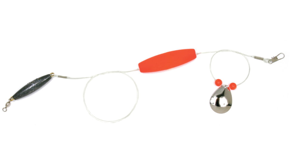 Sea Striker Flounder Rig 25&quot; 40lb Mono, #4 Nickel Blade, 2 1/2&quot; Red Cork, 1-1/4oz Cigar Weight, 12/Ring, FR-RED-114