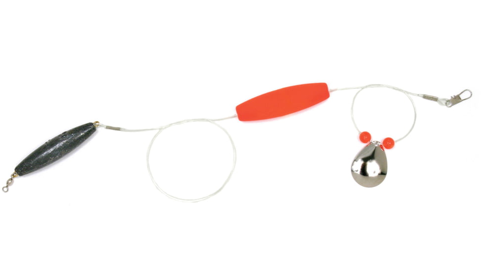 Sea Striker Flounder Rig 25&quot; 40lb Mono, #4 Nickel Blade, 2 1/2&quot; Red Cork, 2oz Cigar Weight, 12/Ring, FR-RED-2