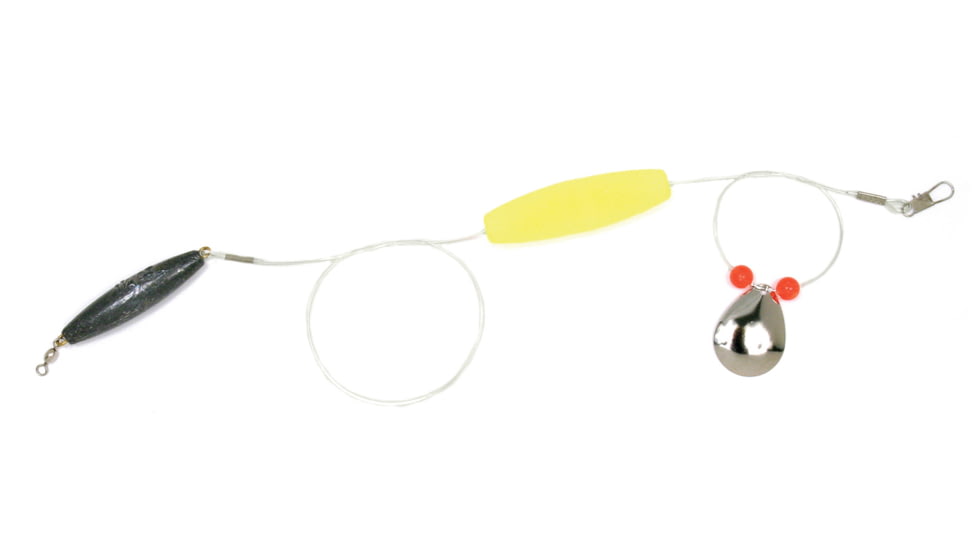 Sea Striker Flounder Rig 25&quot; 40lb Mono, #4 Nickel Blade, 2 1/2&quot; Yellow Cork, 1-1/2oz Cigar Weight, 12/Ring, FR-YEL-112