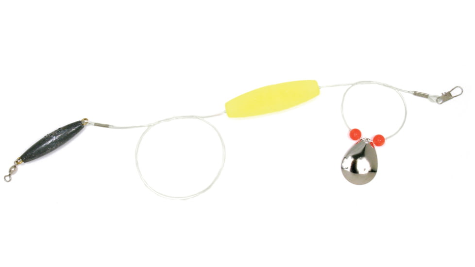 Sea Striker Flounder Rig 25&quot; 40lb Mono, #4 Nickel Blade, 2 1/2&quot; Yellow Cork, 1-1/4oz Cigar Weight, 12/Ring, FR-YEL-114