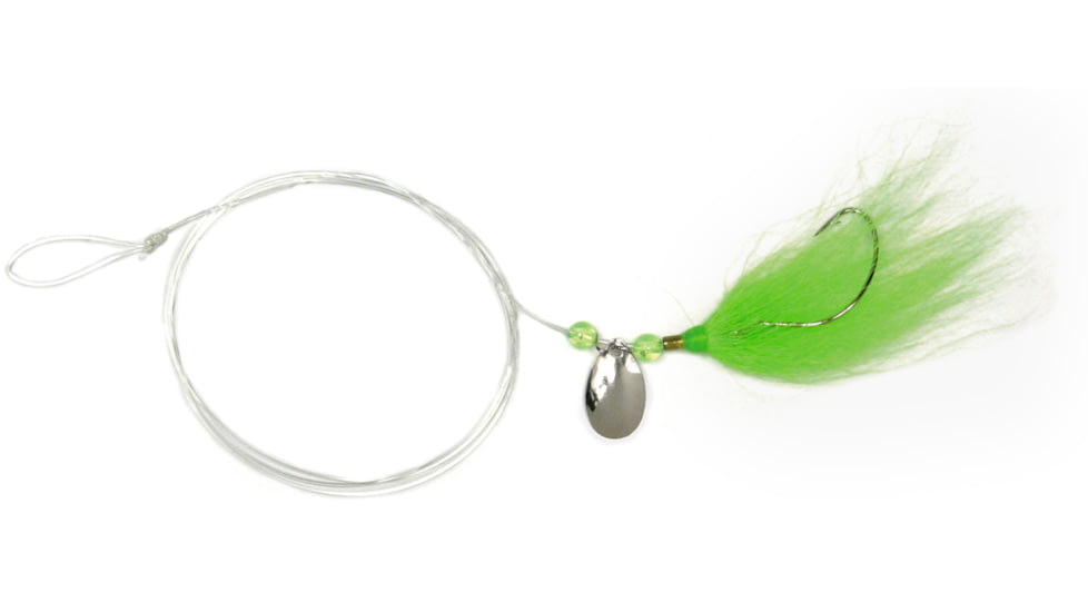 Sea Striker Fluke Killer Rig Lime Green Silver Blade 1/0 Nickel Wide Gap Hook, FK03