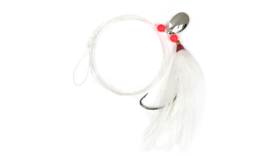 Sea Striker Fluke Killer Rig White Silver Blade 1/0 Nickel Wide Gap Hook, FK01