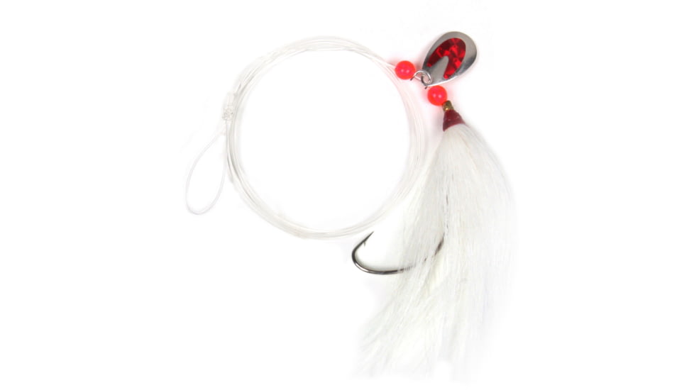 Sea Striker Fluke Killer Rig White Silver/Red Blade 1/0 Nickel Wide Gap Hook, FK01-R