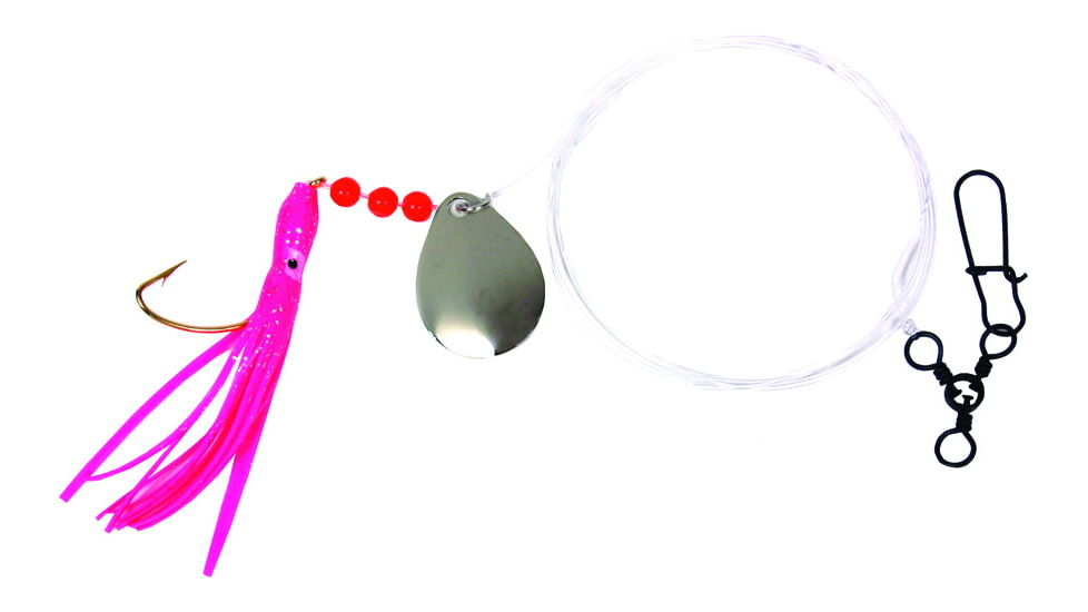 Sea Striker Fluke Squid Rig, 2/0 Wide Gap Hook, 3-Way &amp; Snap Pink, N8563P-20N