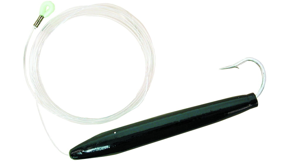 Sea Striker Rigged Cedar Plug 6&quot;, 10/0 Hook, 8 Ft 150 Lb Mono Leader, Black/Black, 892