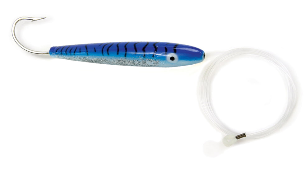 Sea Striker Rigged Cedar Plug 6&quot;, 10/0 Hook, 8 Ft 150 Lb Mono Leader, Blue Mackerel, 6077R