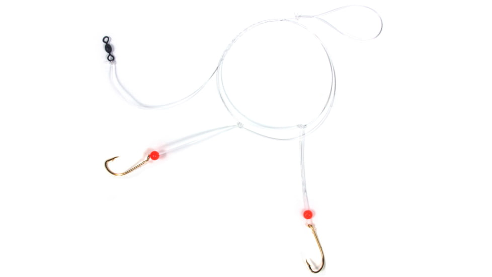 Sea Striker Sea Bass Hi-Lo Rig, 2 - # 1/0 Gold Bait Holder Hooks, w/Red Bead, N8465-10G