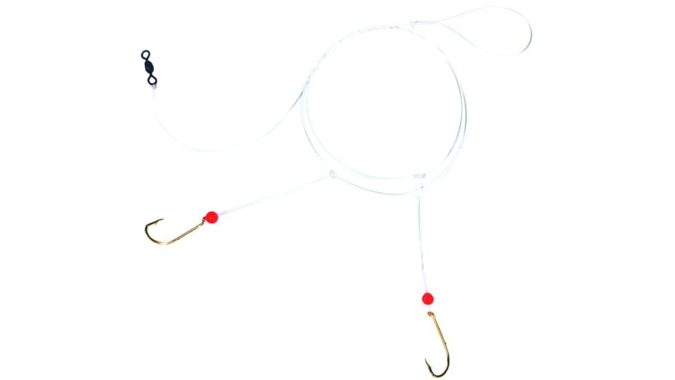 Sea Striker Sea Bass Hi-Lo Rig, 2 - # 1 Gold Bait Holder Hooks w/Red Bead, N8465-1G