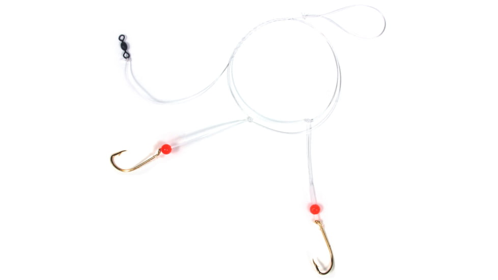 Sea Striker Sea Bass Hi-Lo Rig, 2 - # 3/0 Gold Bait Holder Hooks, w/Red Bead, N8465-30G