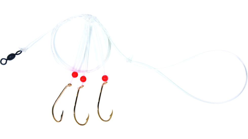 Sea Striker Sea Bass Hi-Lo Rig, 3 - #1 Gold Bait Holder Hooks w/Red Bead, N8466-1G