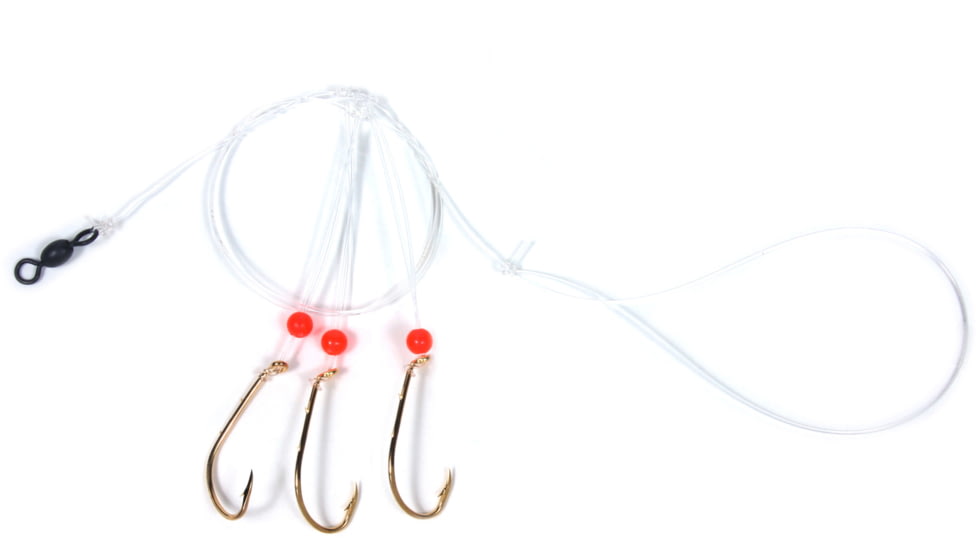 Sea Striker Sea Bass Hi-Lo Rig, 3 - #3 Gold Bait Holder Hooks, w/Red Bead, N8466-10G