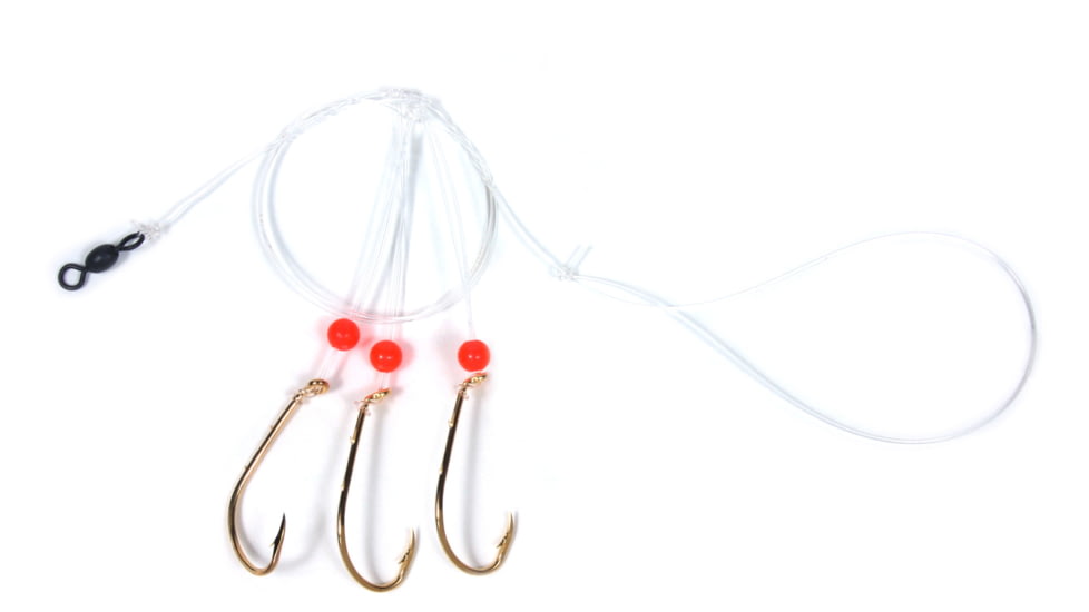 Sea Striker Sea Bass Hi-Lo Rig, 3 - 3/0 Gold Bait Holder Hooks, w/Red Bead, N8466-30G