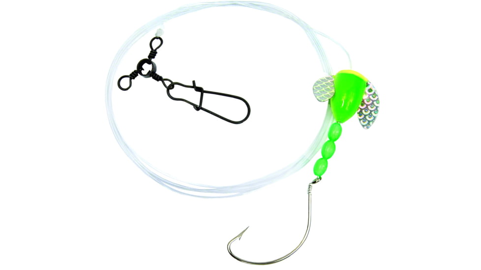 Sea Striker Spin-n-Glo Fluke Rig, 1/0 Nickel Wide Gap Hook, 42" 30 Lb Mono, Lime Chartreuse, 765-LC