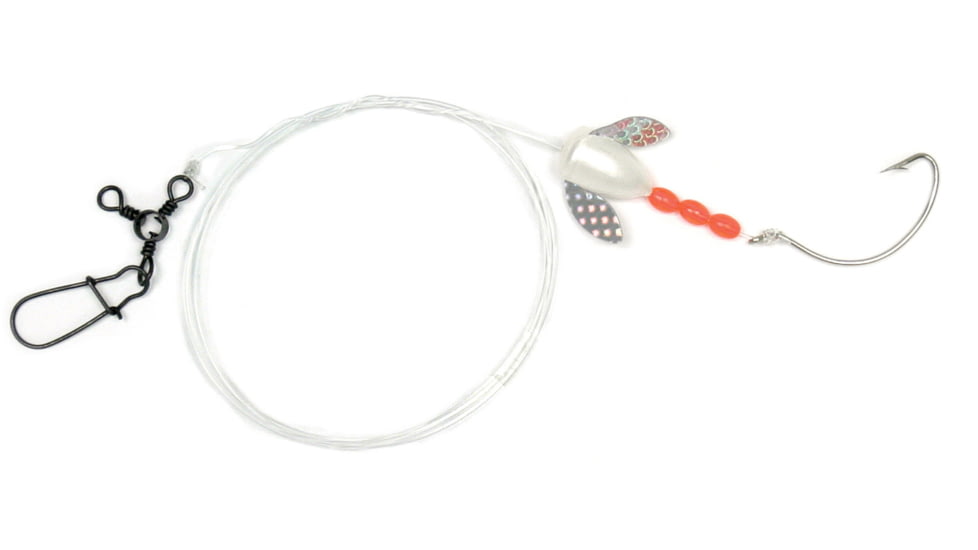 Sea Striker Spin-n-Glo Fluke Rig, 1/0 Nickel Wide Gap Hook, 42" 30 Lb Mono, White, 765-WH