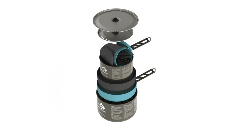 Sea to Summit Alpha 2 Pot Cook Set 2.2, 1.2L pot, 2.7L pot, 2 bowls, 2 cups, 723