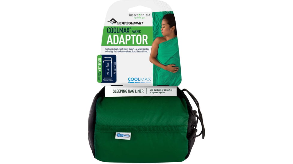 Sea to Summit Coolmax Adaptor Traveller Liner with Insect Shield-Green