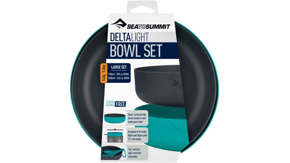 Sea to Summit DeltaLight Bowl Set - 2-Pack, Charcoal/Pacific, Large, A1301