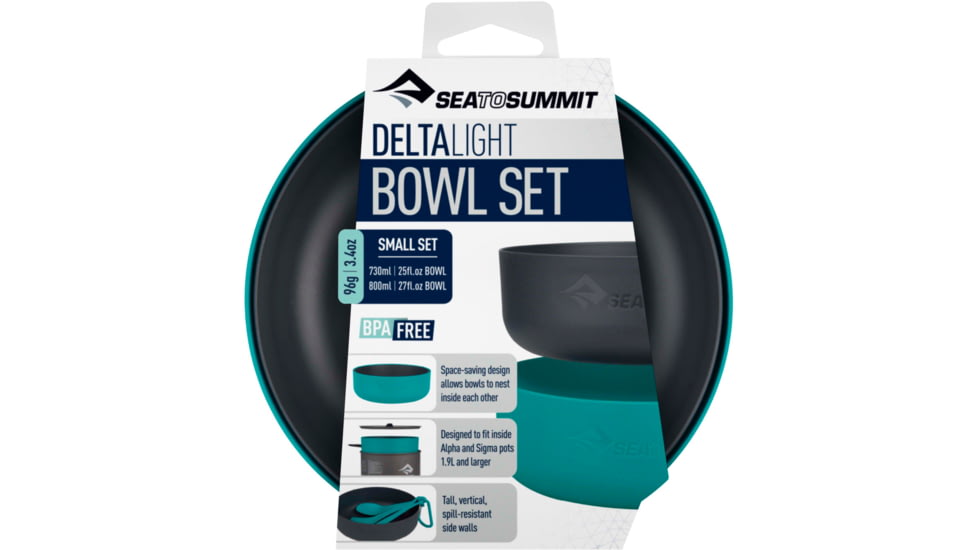 Sea to Summit DeltaLight Bowl Set - 2-Pack, Charcoal/Pacific, Small, A1300