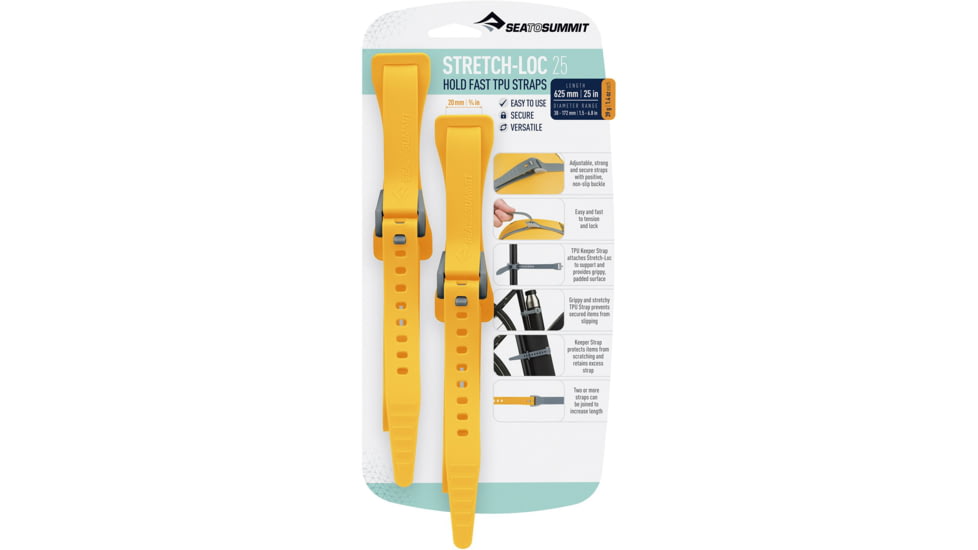 Sea to Summit Stretch-Loc TPU Straps 25, 2 Pack, Yellow, 625x20mm, 854-50