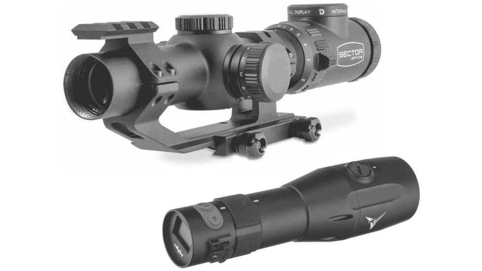 Sector Optics G1 ID 1-8x24mm Rifle Scope SO-G1-01 and TRYBE Optics DiMA1000 Laser Rangefinder with Mount
