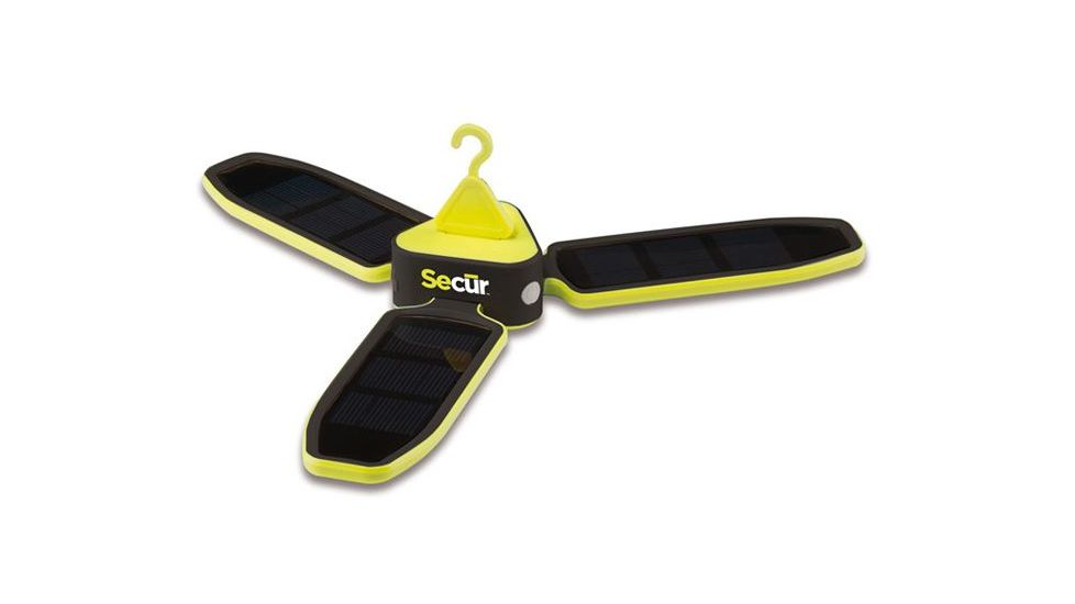 Secur Folding Solar Powered 100Lum LED Lantern and Powerbank, Yellow/Green, Black SP-1107