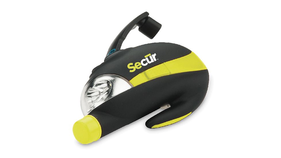 Secur Mini Auto Emergency Tool,9 Lumens Flashlight,Window Breaker,Seatbelt Cutter,Yellow/Green/Black SP-4000