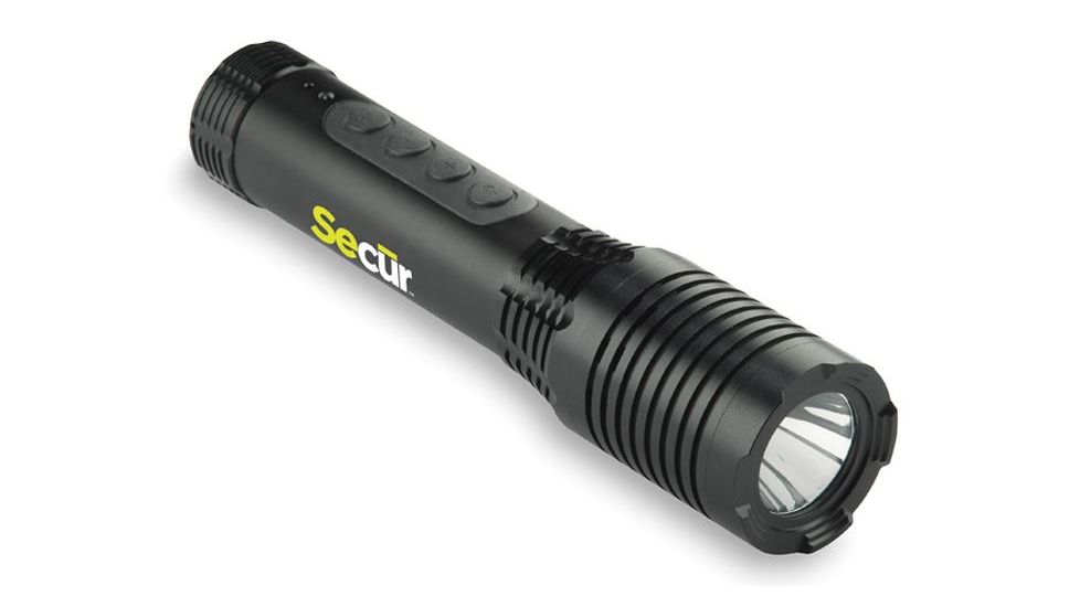 Secur Tactical Waterproof 300 Lumens LED Flashlight with Bluetooth Speaker, Black SP-5005