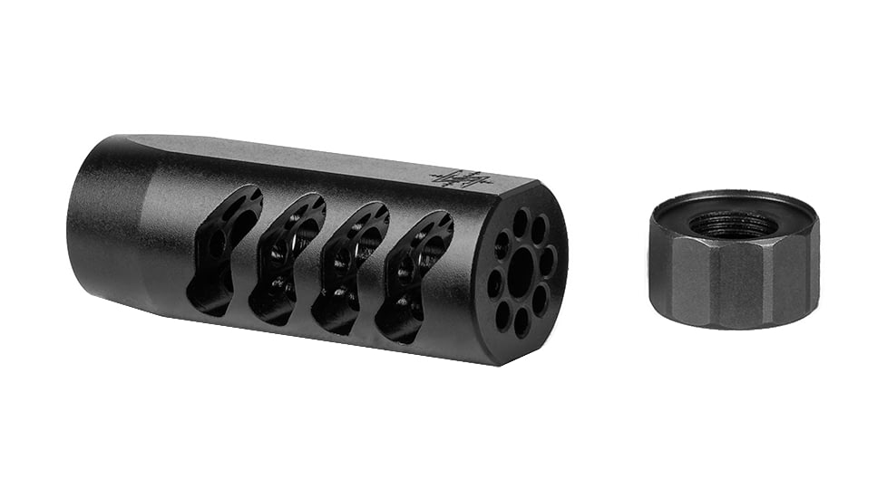 Seekins Precision AR Advanced Tactical Compensator Muzzle Brake, Melonited Black, 1/2x28 Threads, 0011510035 - F