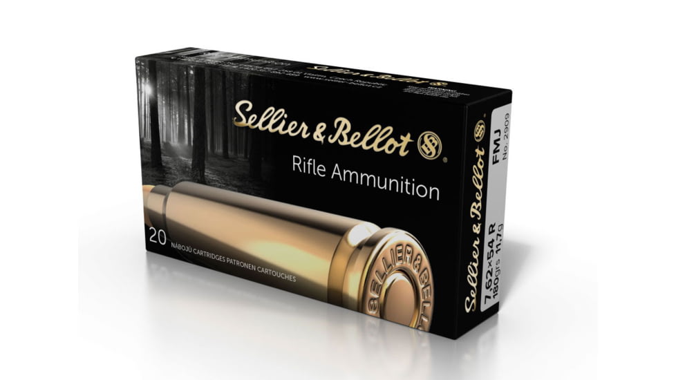 Sellier &amp; Bellot 7.62X54R 180 Grain FMJ Rifle Ammo, 20RD, SELLSB76254RA