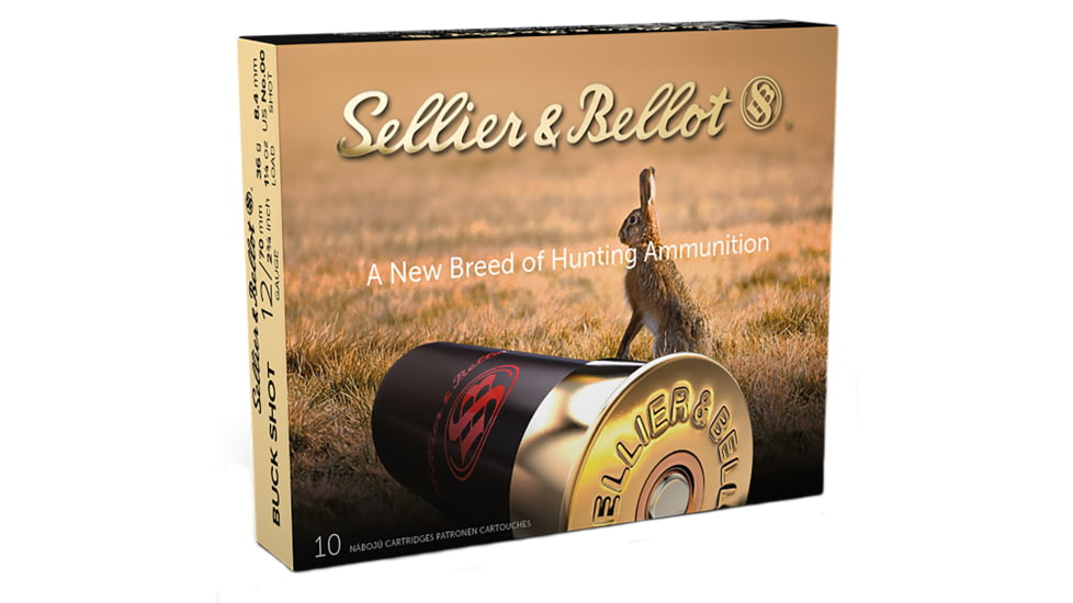 Sellier &amp; Bellot SB 12 Gauge 12 Pellet 2.75in Shotgun Buckshot Ammo, 1.25oz, 10 Rounds, SB12BSE