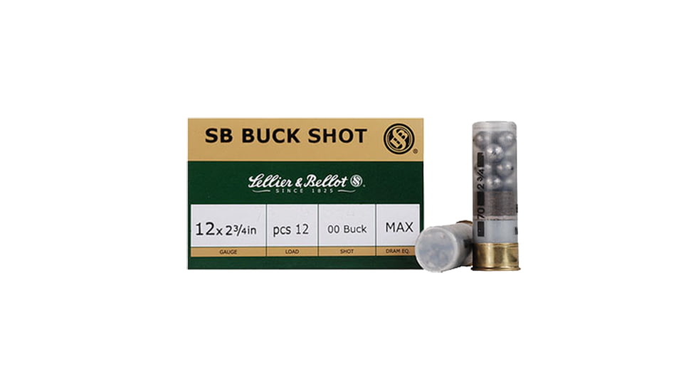 Sellier &amp; Bellot SB 12 Gauge 27 Pellet 2.75in Shotgun Buckshot Ammo, 1.25oz, 10 Rounds, SB12BSD
