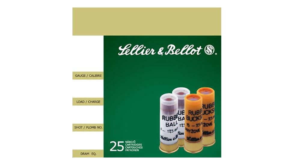 Sellier &amp; Bellot Rubber 12 Gauge 15 Pellets Shotgun Buckshot Ammo, 25 Rounds, SB12RSA