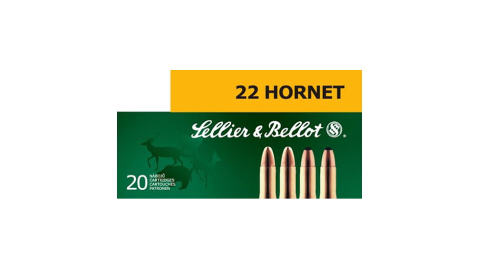 Sellier &amp; Bellot 22 Hornet 45 Grain Full Metal Jacket Rifle Ammo, 20 Rounds, SB22HA