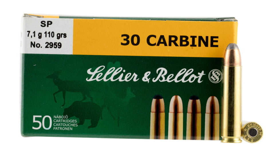 Sellier &amp; Bellot 30 Carbine 110 Grain Soft Point Rifle Ammo, 50 Rounds, SB30B