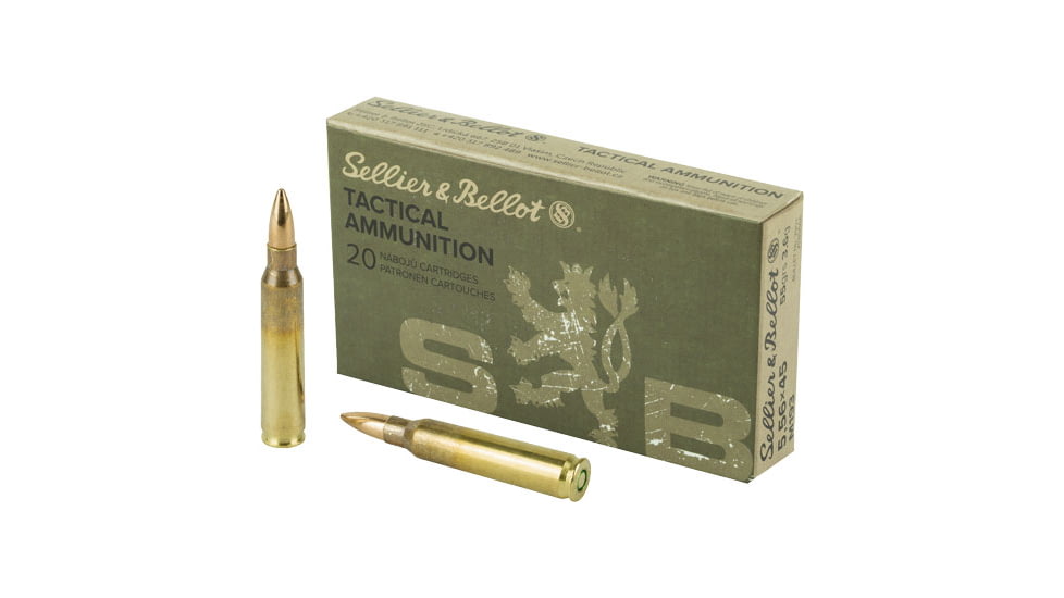Sellier &amp; Bellot 5.56X45 M193 55 Grain Full Metal Jacket Rifle Ammo, 20 Rounds, SB556A