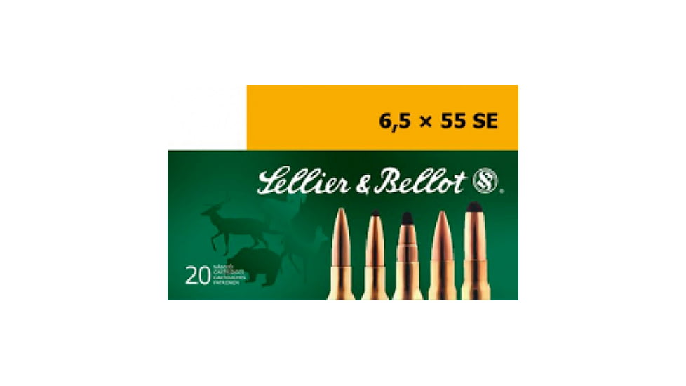 Sellier &amp; Bellot 6.5x55 SE 140 Grain Full Metal Jacket Rifle Ammo, 20 Rounds, SB6555C