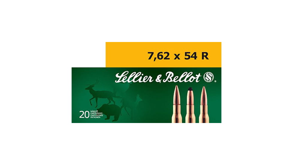 Sellier &amp; Bellot 7.62x54R 180 Grain Soft Point Rifle Ammo, 20 Rounds, SB76254RB