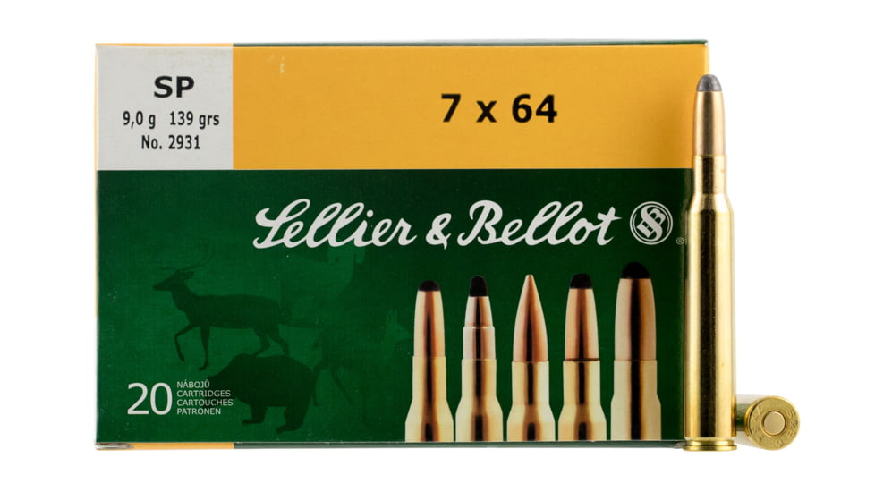 Sellier &amp; Bellot 7x64 139 Grain Soft Point Rifle Ammo, 20 Rounds, SB764A
