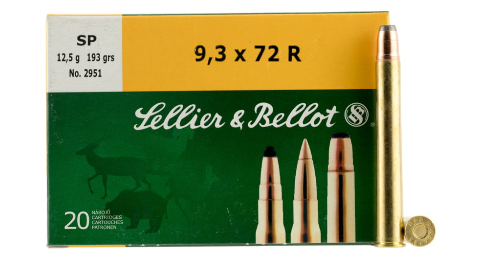 Sellier &amp; Bellot 9.3x72R 193 Grain Soft Point Rifle Ammo, 20 Rounds, SB9372RA