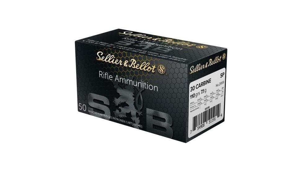 Sellier &amp; Bellot 30 Carbine 110 Grain Soft Point Rifle Ammunition