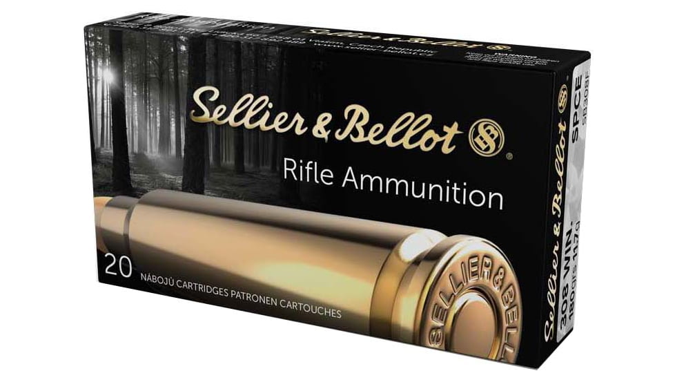 Sellier &amp; Bellot 308 Winchester 180 Grain Soft Point Cut-Through Edge Rifle Ammunition