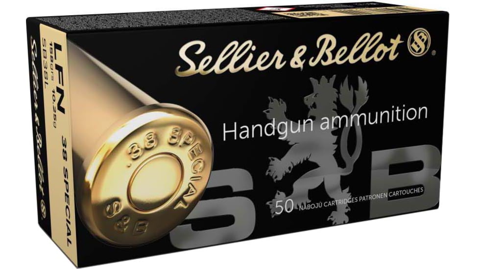 Sellier &amp; Bellot 38 Special 158 Grain Lead Flat Nose Brass Cased Pistol Ammunition